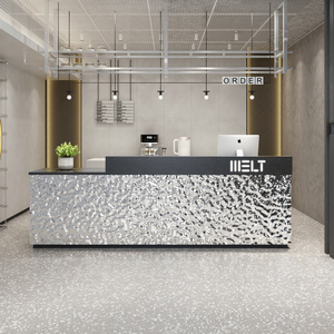 Parlak gümüş otel sayacı modern tasarım resepsiyon butik giyim Sho kasiyer sayacı tasarım resepsiyon masaları - Product Image 1