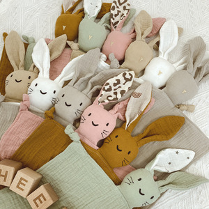 Naninha de Algodão Crepe Coelhinho Macia Ecológica com Cabeça de <span class=keywords><strong>Animal</strong></span> para Uso Doméstico, em Hotéis e Viagens - Product Image 5