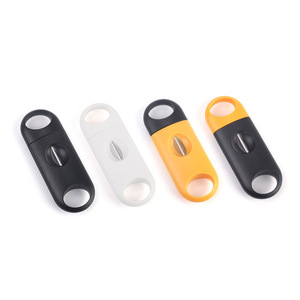 Custom logo print Cigar Accessories Plastic Double Blade Custom Logo Cigar v Cutter