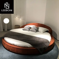 Mobilier moderne pour chambre à coucher villa design de luxe Ensemble de lit grande taille en cuir rond