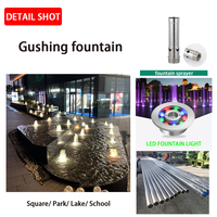 Fuente de agua personalizada de acero inoxidable al aire libre con luces LED RGB de color completo, fuente de chorro resistente