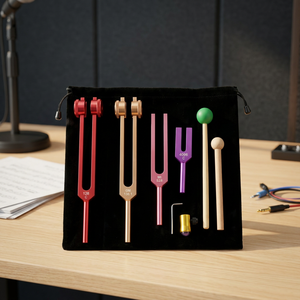 Ensemble de diapasons 128Hz 136.1Hz 528Hz 4096Hz avec clé et sac pour la thérapie sonore. - Product Image 1