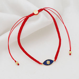 Wholesale 925 <b>Sterling</b> <b>Silver</b> Gold Plated Red Macrame <b>Bracelet</b> with Enamel Star Charm 18K Gold Plating For Gift - Product Image 2