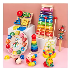 Детский деревянный Радужный блок Монтессори, детский ксилофон, музыкальная игрушка, деревянная развивающая игрушка для детей, обучающая игрушка