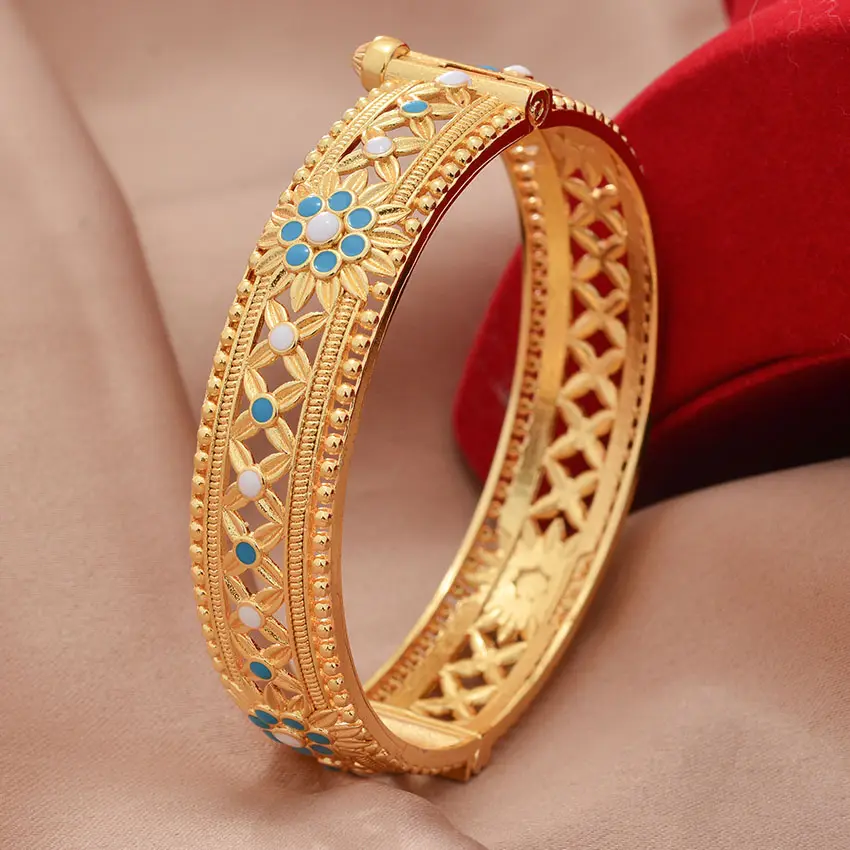 Gold Color Dubai Gold Bangles For Women Bracelets Gift African Bangle Ethiopian Gold 24k Middle East Wedding Jewelry