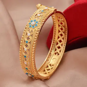 Bracelets en or de Dubaï couleur or pour femmes Bracelets cadeau bracelet africain or éthiopien 24k bijoux de mariage du Moyen-Orient