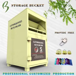 Waterproof Lowest Price Book Clothes Shoes Drop Bin Box For Sheet Metal Steel Shoes Clothes Donation Bin