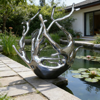 Sculpture en acier inoxydable en forme de corail personnalisée - Art de la fontaine d'eau OEM/ODM pour jardins et piscines de luxe