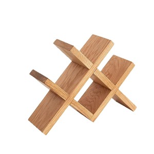 Solid Wood Diamond Wine Rack 4 Bottle <b>Desktop</b> Display Holder Natural Color - Product Image 5