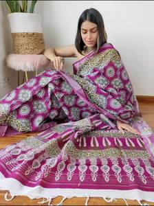 Saree à impression numérique en lin moderne Vêtements indiens et pakistanais de style fête tendance - Product Image 6