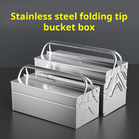 Boîte à Outils Épaissie en Acier Inoxydable, Multifonctionnelle pour Usage Domestique, Pliante à Trois Niveaux, Qualité Industrielle