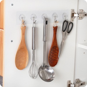 Transparent Adhesive Hooks Single Hook 0-1kg Plastic Wall Bathroom Kitchen Nail Free Traceless Creative Hooks - Product Image 4