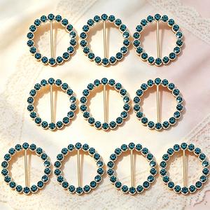 Boucles de foulard circulaires dorées en strass tendance pour hijab, châle et accessoires de cou - Product Image 6