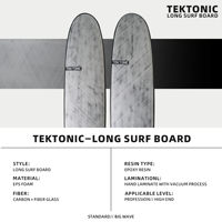Planche de surf longue personnalisée en usine |   Planche de surf haut de gamme en fibre de carbone et EPS, laminée à la main sous vide, 9 pieds 71,4 L