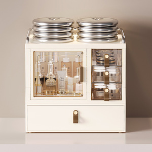 Cosmetic Storage <b>Box</b> With Drawers Acrylic Desktop Organizer For <b>Makeup</b> Skincare Storage 18 Capacity Covered Design - Product Image 2