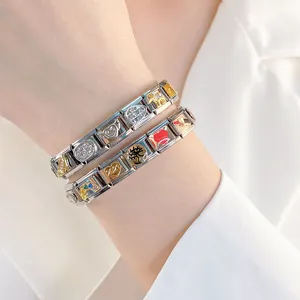Hapiship 2024 Popular Original Daisy Fashion I <span class=keywords><strong>Love</strong></span> Mummy <span class=keywords><strong>Italian</strong></span> Charm Fit 9mm Pulsera de acero inoxidable Fabricación de joyas DJ346 - Product Image 3