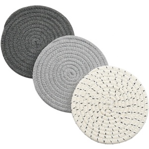 Set of 3 Washable Round Cotton Rope Woven Placemats