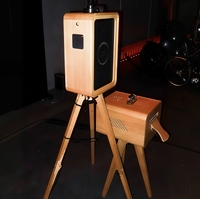 Support photo en bois de chêne de 12,9 pouces pour iPad avec support d'imprimante et fixation DSLR pour événements vintage, incluant une mallette de transport protectrice