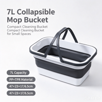 Seau à eau pliable multifonctionnel en silicone de 7 L avec poignée de transport, bac rectangulaire pliable pour le nettoyage domestique, utilisation automobile