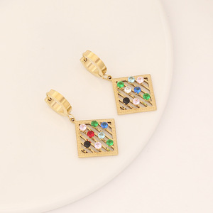 Pendientes de acero inoxidable para mujer, aretes de oro de 18k, inoxidable al por menor - Product Image 4