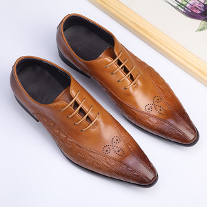 Zapatos de Fiesta Cuadrados Hechos a Mano para Hombre - Mocasines Británicos de Moda con Cordones, Casuales, de Piel de Vacuno de Primera Capa, Ligeros y Antideslizantes - Product Image 1
