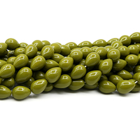 Perles en verre vert olive de 9x13mm, couleur unie, forme goutte d'eau, trou traversant, pour la fabrication de bijoux et bracelets DIY - En stock
