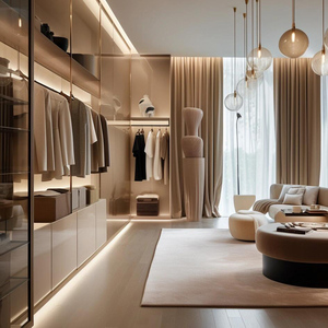 Italian Luxury Custom Double Glass Sliding Walk-In Wardrobe <strong>Big</strong> <strong>Closet</strong> Room Cabinet with MDF Door for Home Bedroom Furniture - Product Image 6