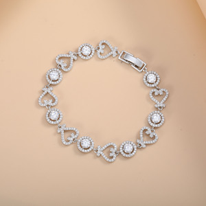 Heart Shape Zircon <b>Bracelet</b> <b>Copper</b> Alloy Micro Paved European Style Fashion Jewelry Gift - Product Image 4