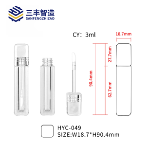 Tube carré transparent mini pour brillant à lèvres avec bouchon à vis en plastique, 3 ml, étiquettes OEM personnalisées - Product Image 2