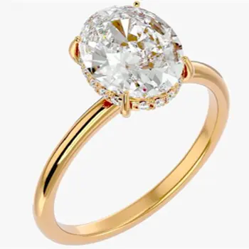 The Luise Ring with Hidden Halo 9x6mm (1.8ct) 14k yellow gold brilliant cut faceting 1.6mm band Ring