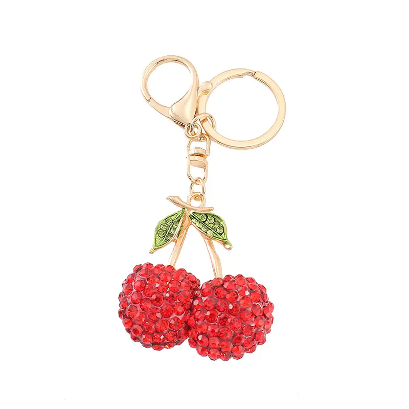 New Cherry personalisierter Autoanhänger Schlüsselanhänger 3D dreidimensionale Strass-Fruktenschlüsselring Reisesouvenir Firmengeschenk