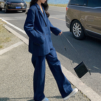 2025 à la mode femmes décontracté solide col cranté Blazer ensemble-détail à rabat, couture avant pantalon pour bureau et intelligent décontracté
