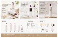 Bouteilles de shampooing cylindriques en PET blanc laiteux avec pompe rose violette, étiquette personnalisée pour salon, hôtel, vente en gros, OEM