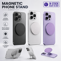 Support de téléphone magnétique puissant en alliage d'aluminium N52, support pliable avec anneau, béquille de bureau réglable, poignée de téléphone à clipser