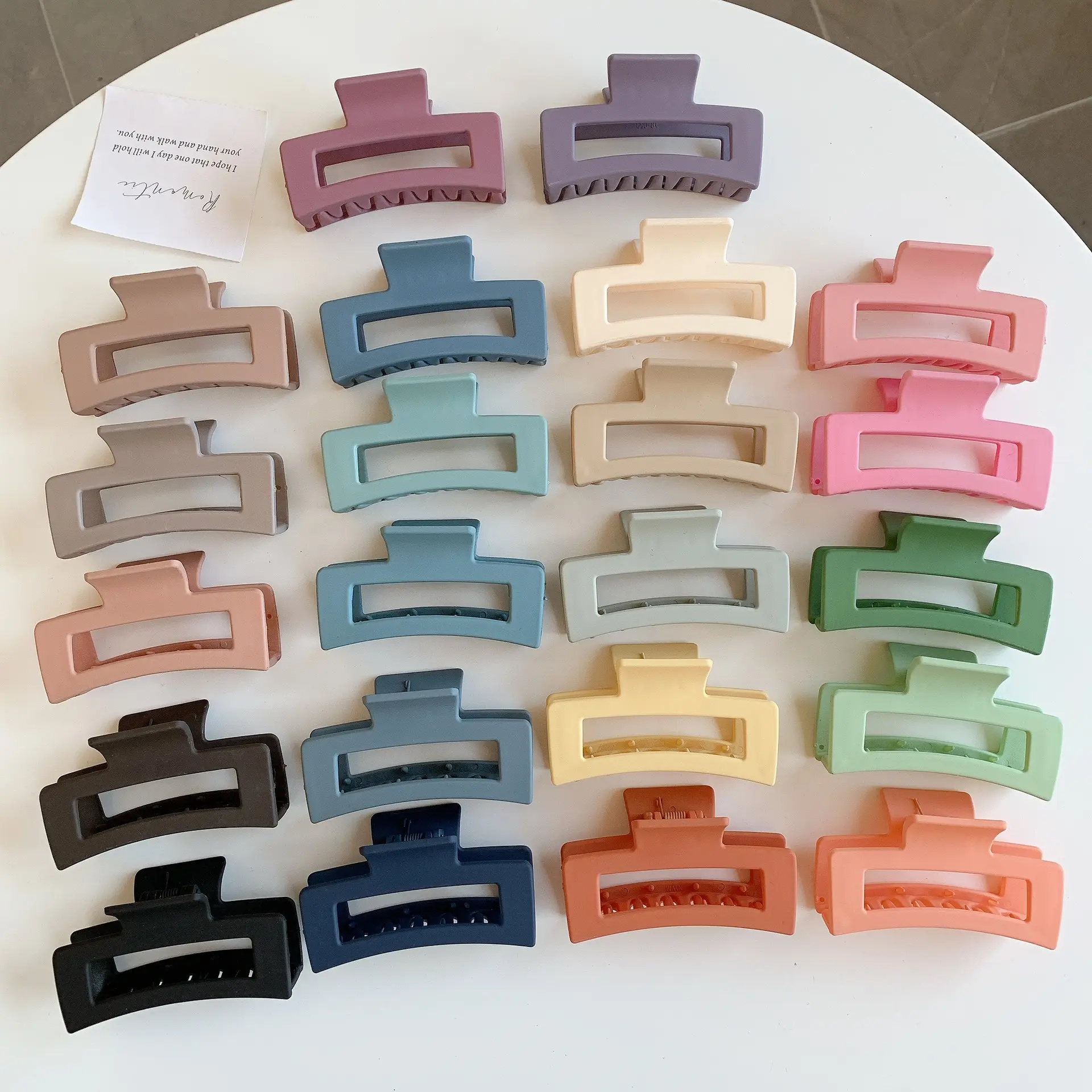 Wholesale Customizable 8.5CM square shark clip High Quality Resin Plastic frosted Matte hair claw clips For Women