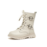 Bottes en cuir pour filles avec fermeture éclair latérale et boucle, antidérapantes, pour l'hiver, vente en gros, personnalisables