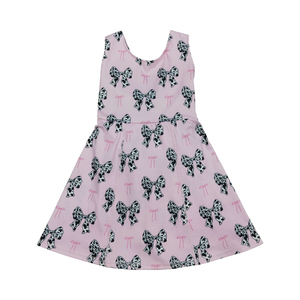 Conjuntos de Ropa para Niñas Pequeñas, Vestido Tipo Skort de Yoga Rosa con Estampado de Vaca, Poliéster/Algodón, Sin Mangas, Venta al Por Mayor - Product Image 1