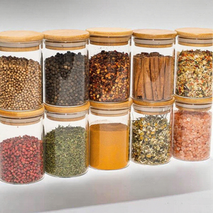 Borosilicate Glass Eco-Friendly Spice Jar <b>Set</b> Bamboo Airtight Lid Back School Food Storage Containers Kitchen Pantry <b>Canisters</b> - Product Image 3