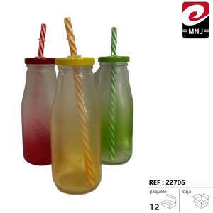 Glass Bottle With Straw And Lid 250Ml For Drinks - Product Image 3