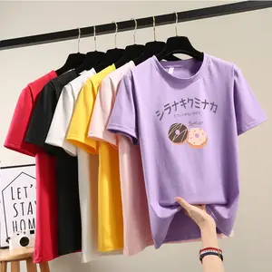 カスタムロゴカジュアルかわいいラウンドネック半袖トップレディースTシャツ