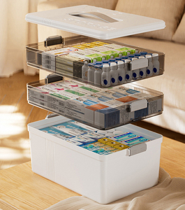 Cassetta Porta Medicinali per Casa e Famiglia, Extra Large, Multistrato, Valigetta Portatile di Pronto Soccorso in Plastica per l'Estate - Product Image 2