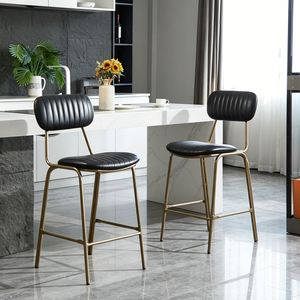 Tabouret de bar en métal industriel moderne avec coussin en cuir PU pour hôtel, cuisine, <span class=keywords><strong>salle</strong></span> à <span class=keywords><strong>manger</strong></span>, salon - Product Image 4