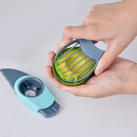 Coupe-avocat manuel multifonction 3-en-1 écologique en plastique, couteau à fruits, éplucheur et dénoyauteur de cuisine, vente en gros