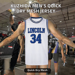 เสื้อกล้ามผู้ชาย KUZHIDA ผ้าโพลีเอสเตอร์ 100% ระบายอากาศ แห้งเร็ว ต้านเชื้อแบคทีเรีย ไซส์ใหญ่ คอกลม พิมพ์ลายแบบรีดร้อน ผ้าตาข่าย แขนกุด ด้านหน้า - Product Image 2