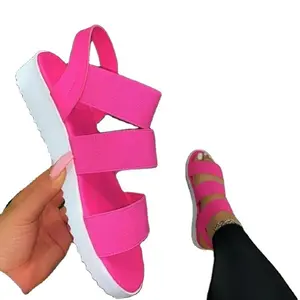 2023 New Cross-Border Women's Shoes Fashion Flat Heel Platform Cross Strap Open Toe Large Size Women's Sandals Manufacturer