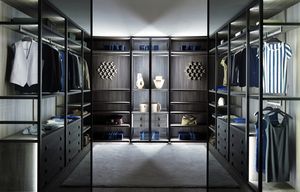 High Quality Modern Minimalist Style Dark Color Scheme <b>Glass</b> Door Type Multi-Storage Space Wardrobe - Product Image 6