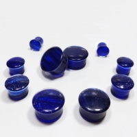 Plugs d'oreille en verre soufflé, piercing simple, anneau en O, glaçure bleue, pierre, dilatateur classique unisexe, micro-insert 3-25 mm