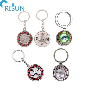 Mini llavero de ruleta rusa de Metal esmaltado personalizado, colgante de brújula creativa giratoria, regalos, llavero para decoración de monedero - Product Image 1