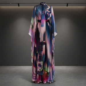 Precio de Fábrica 2025 Nueva Colección Vestido Maxi Tejido Floral Otoñal Translúcido con Cuentas, Cuello en V, Corte A, Ecológico, Transpirable, Manga Larga - Product Image 3