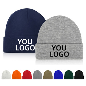 Thấp Moq Tùy Chỉnh Thêu Logo Hot Bán 100% Mềm Acrylic Đan <span class=keywords><strong>Beanie</strong></span> Với Cuff Unisex Y2K Hợp Thời Trang Ấm Mùa Đông <span class=keywords><strong>Hat</strong></span> - Product Image 1